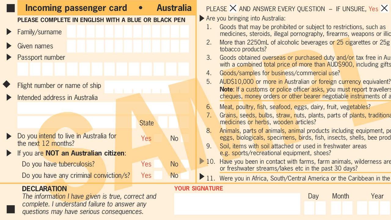 Filling Out Australian Incoming Passenger Card