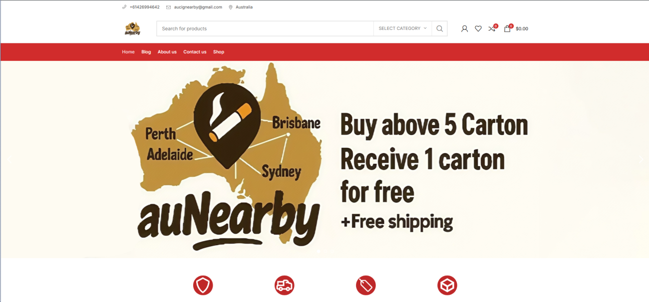 Reputable Online Cigarette Store Australia Website Screenshot